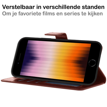 Forterra iPhone SE 2022 Hoesje Bookcase Cover met Kaarthouder - Bruin