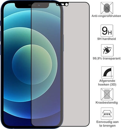 Forterra iPhone 12 Pro Screenprotector Gehard Glas - Privacy