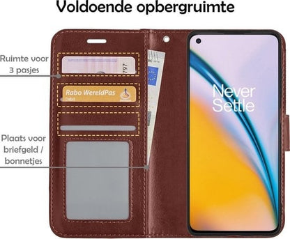Forterra OnePlus Nord 2 Hoesje Bookcase Cover met Kaarthouder - Bruin