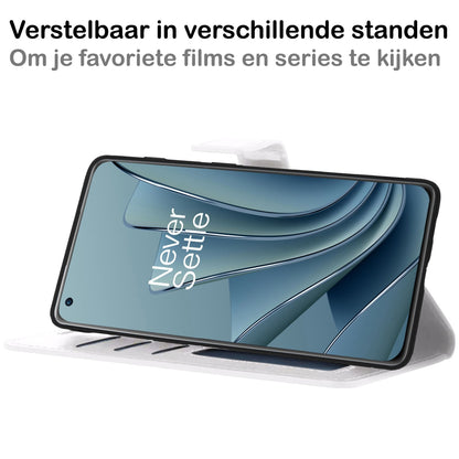 Forterra OnePlus 10 Pro Hoesje Bookcase Cover met Kaarthouder - Wit