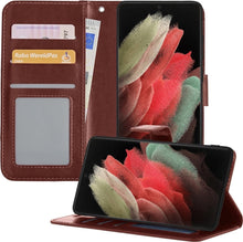 Forterra Samsung S21 Ultra Hoesje Bookcase Cover met Kaarthouder - Bruin