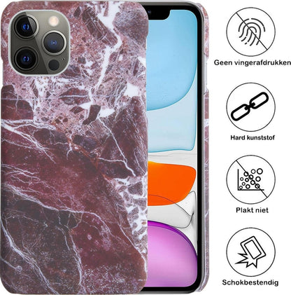 Forterra iPhone 11 Pro Hoesje Marmer Hard Case Cover - Rood