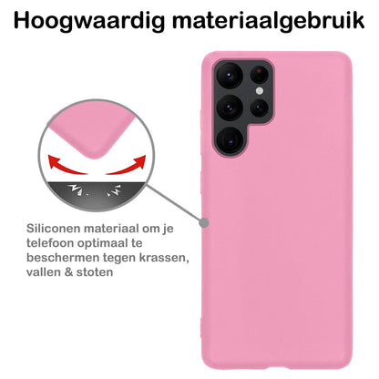 Forterra Samsung S22 Ultra Hoesje Siliconen Backcover Lichtgewicht - Lichtroze