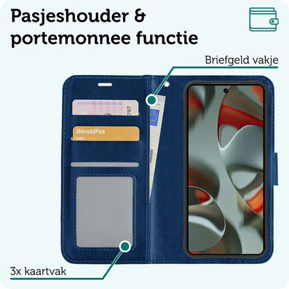 Forterra Google Pixel 9 Pro Hoesje Bookcase Cover met Kaarthouder - Donkerblauw