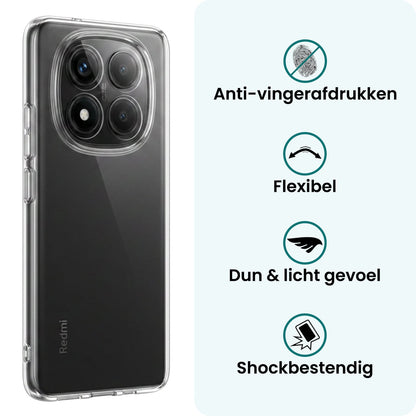 Forterra Xiaomi Redmi Note 14 Pro Hoesje Siliconen Backcover Lichtgewicht - Transparant