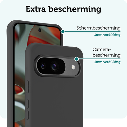 Forterra Google Pixel 9 Hoesje Siliconen Backcover Lichtgewicht - Zwart