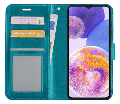 Forterra Samsung A23 Hoesje Bookcase Cover met Kaarthouder - Turquoise