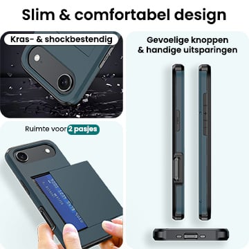 Forterra iPhone Air Hoesje Kaarthouder Hard Case Shockproof - Donkerblauw