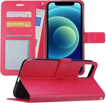 Forterra iPhone 12 Pro Max Hoesje Bookcase Cover met Kaarthouder - Donkerroze