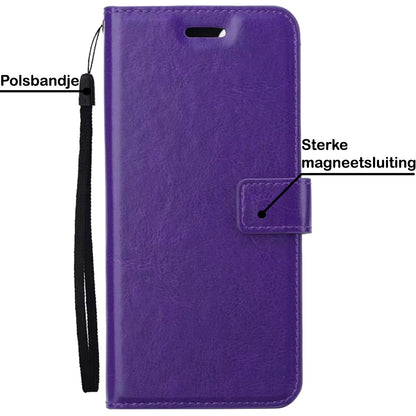 Forterra OPPO A57 Hoesje Bookcase Cover met Kaarthouder - Paars