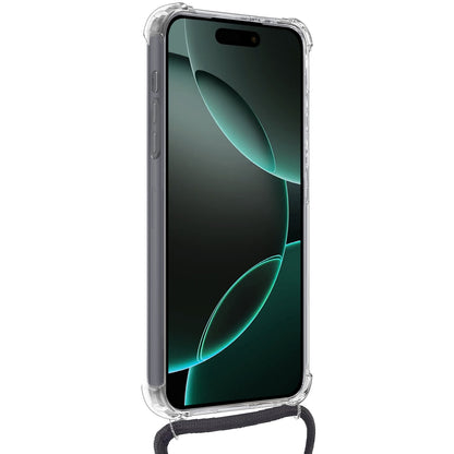Forterra iPhone 16 Pro Hoesje Kaarthouder met Koord Backcover Shockproof - Transparant