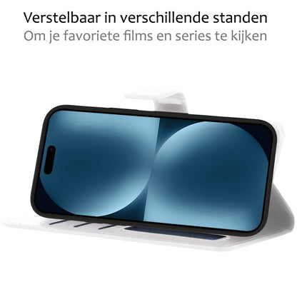 Forterra iPhone 15 Pro Hoesje Bookcase Cover met Kaarthouder - Wit