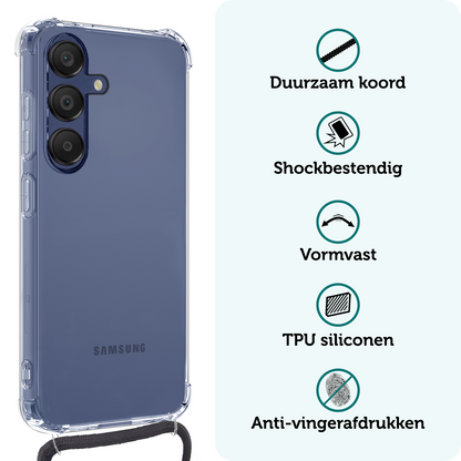 Forterra Samsung A16 Hoesje met Koord Backcover Shockproof - Transparant