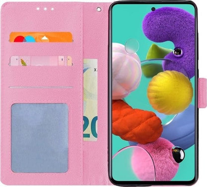 Forterra Samsung A51 Hoesje Bookcase Cover met Kaarthouder - Lichtroze