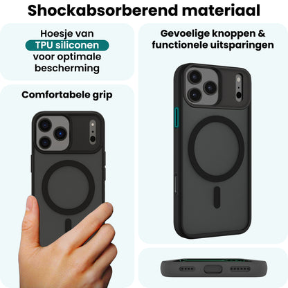 Forterra iPhone 17 Pro Hoesje Geschikt voor Magsafe Backcover Shockproof - Zwart