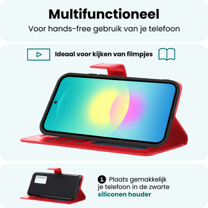 Forterra Samsung A27 Hoesje Bookcase Cover met Kaarthouder - Rood