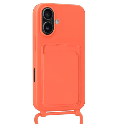 Forterra iPhone 17 Hoesje Met Telefoonkoord en Pasjeshouder Siliconen - Papaya