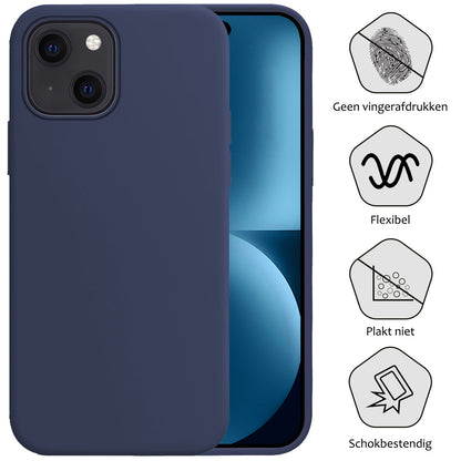 Forterra iPhone 15 Hoesje Siliconen Backcover Lichtgewicht - Donkerblauw