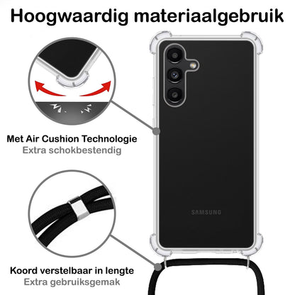 Forterra Samsung A04s Hoesje met Koord Backcover Shockproof - Transparant