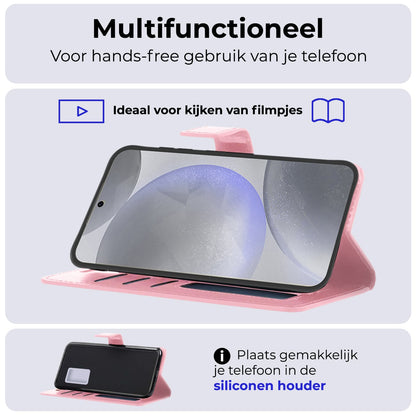 Forterra Samsung S24 Plus Hoesje Bookcase Cover met Kaarthouder - Lichtroze