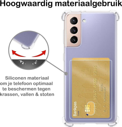 Forterra Samsung S21 Hoesje Kaarthouder Backcover Shockproof - Transparant