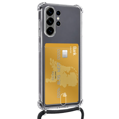 Forterra Samsung S26 Ultra Hoesje Kaarthouder met Koord Backcover Shockproof - Transparant