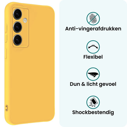 Forterra Samsung S25 Hoesje Siliconen Backcover Lichtgewicht - Geel