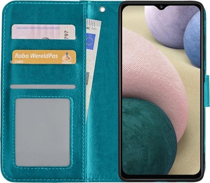 Forterra Samsung A12 Hoesje Bookcase Cover met Kaarthouder - Turquoise