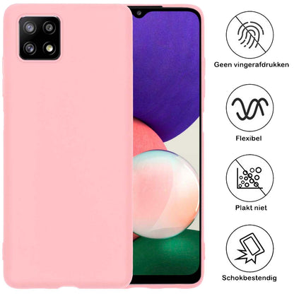 Forterra Samsung A22 4G Hoesje Siliconen Backcover Lichtgewicht - Lichtroze