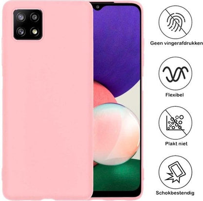 Forterra Samsung A22 5G Hoesje Siliconen Backcover Lichtgewicht - Lichtroze