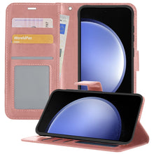 Forterra Samsung S23 FE Hoesje Bookcase Cover met Kaarthouder - Rosé goud
