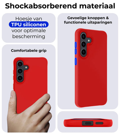 Forterra Samsung S24 Hoesje Siliconen Backcover Lichtgewicht - Rood