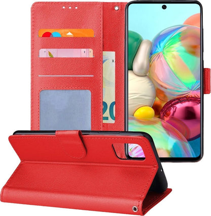 Forterra Samsung A71 Hoesje Bookcase Cover met Kaarthouder - Rood
