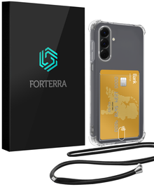 Forterra Samsung A26 Hoesje Kaarthouder met Koord Backcover Shockproof - Transparant