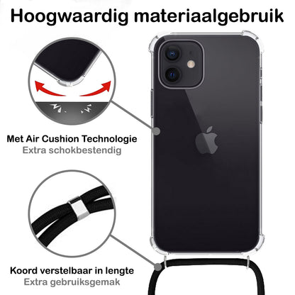 Forterra iPhone 14 Hoesje met Koord Backcover Shockproof - Transparant