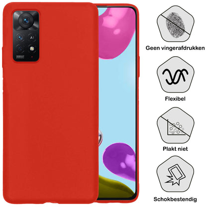 Forterra Xiaomi Redmi Note 11s Hoesje Siliconen Backcover Lichtgewicht - Rood