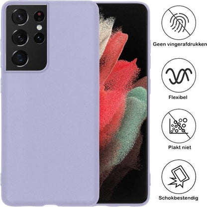 Forterra Samsung S21 Ultra Hoesje Siliconen Backcover Lichtgewicht - Lila