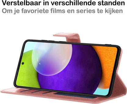 Forterra Samsung A52 5G Hoesje Bookcase Cover met Kaarthouder - Rosé goud