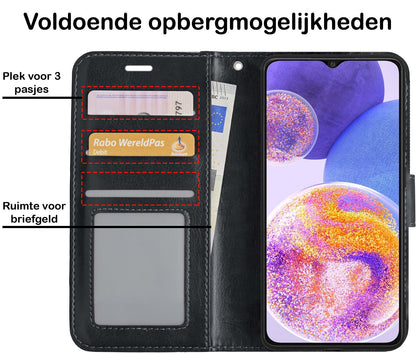 Forterra Samsung A23 Hoesje Bookcase Cover met Kaarthouder - Zwart