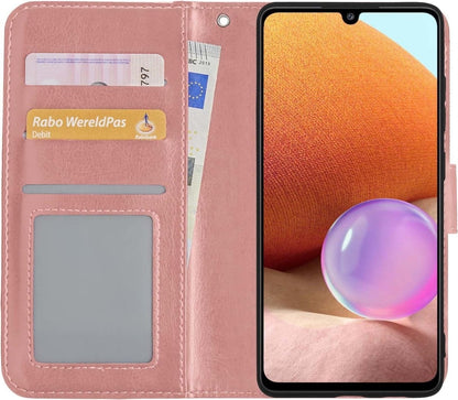 Forterra Samsung A32 5G Hoesje Bookcase Cover met Kaarthouder - Rosé goud