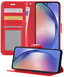 Forterra Samsung A54 Hoesje Bookcase Cover met Kaarthouder - Rood