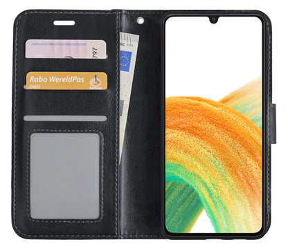 Forterra Samsung A33 Hoesje Bookcase Cover met Kaarthouder - Zwart