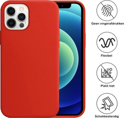 Forterra iPhone 12 Pro Max Hoesje Siliconen Backcover Lichtgewicht - Rood