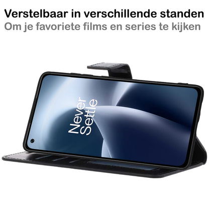Forterra OnePlus Nord 2T Hoesje Bookcase Cover met Kaarthouder - Zwart