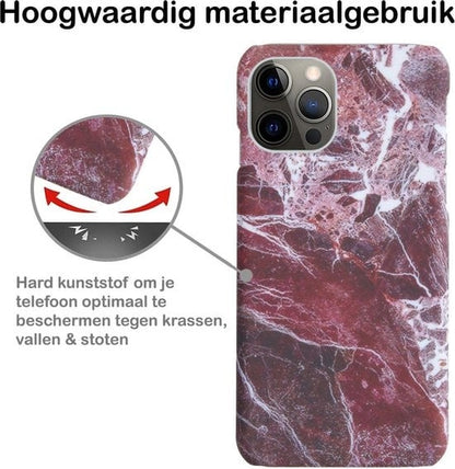 Forterra iPhone 12 Pro Max Hoesje Marmer Hard Case Cover - Rood