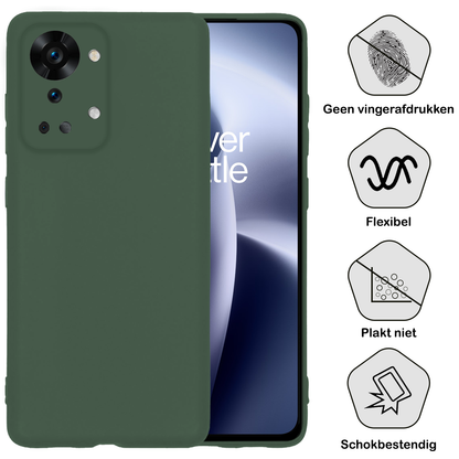 Forterra OnePlus Nord 2T Hoesje Siliconen Backcover Lichtgewicht - Donkergroen