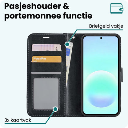 Forterra Samsung A57 Hoesje Bookcase Cover met Kaarthouder - Zwart