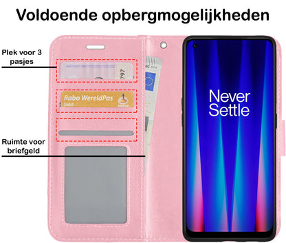 Forterra OnePlus Nord CE 2 Hoesje Bookcase Cover met Kaarthouder - Lichtroze