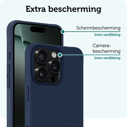 Forterra iPhone 16 Pro Hoesje Siliconen Backcover Lichtgewicht - Donkerblauw
