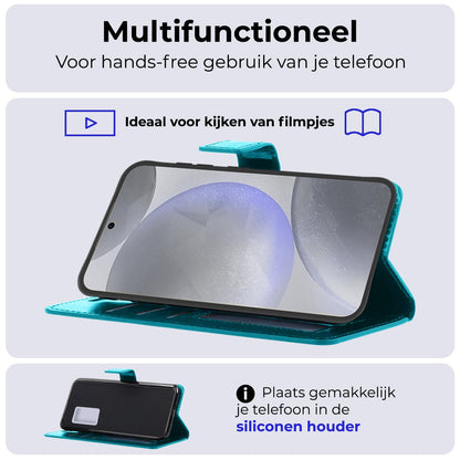 Forterra Samsung S24 Plus Hoesje Bookcase Cover met Kaarthouder - Turquoise